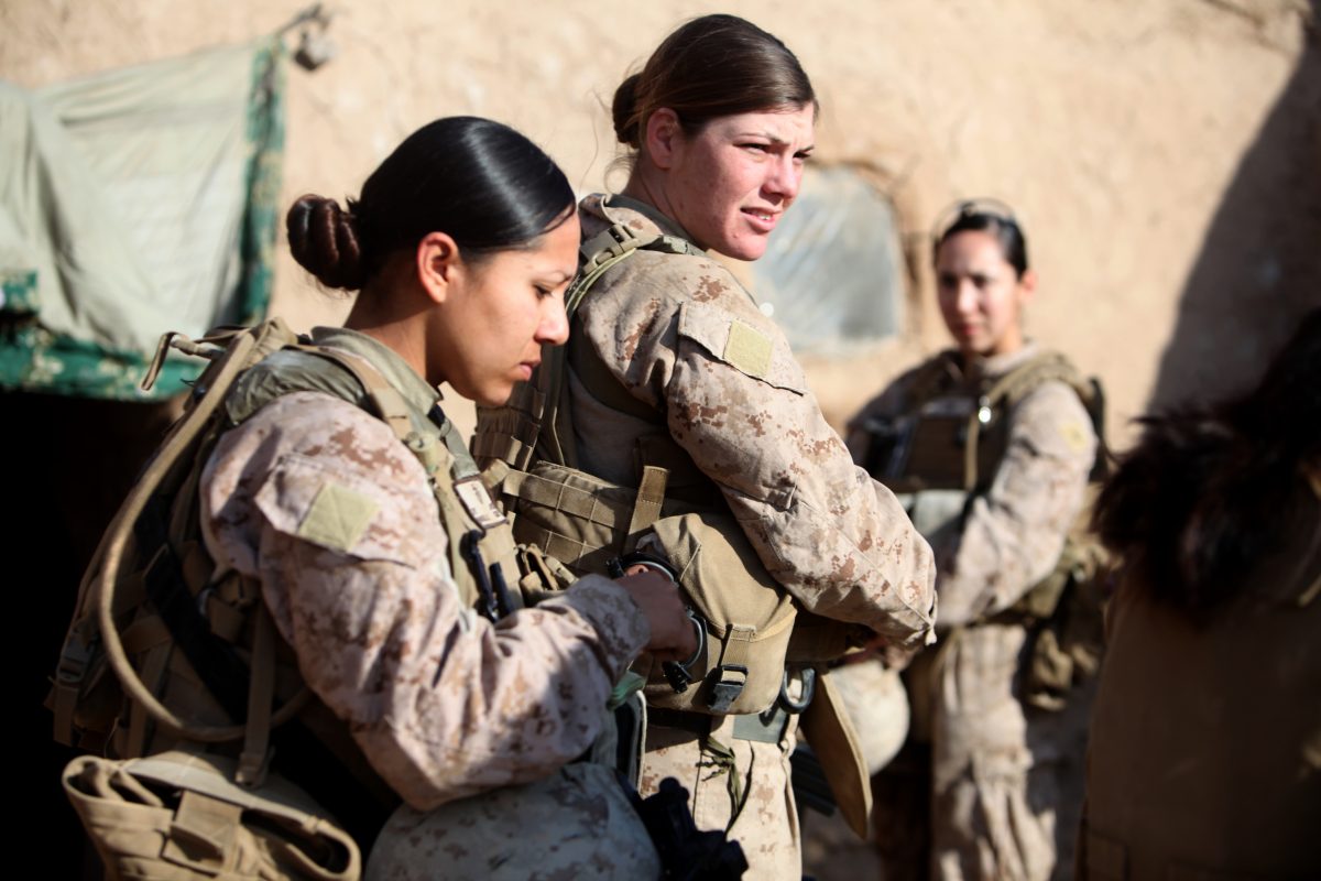 Female marines on patrol. U.S. Marine Corps photo by Cpl. Marionne T. Mangrum