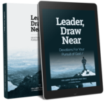 Images of the cover for both the print and Kindle versions of Leader Draw Near